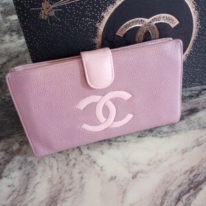 Chanel Pink Caviar Leather Wallet Classic Design